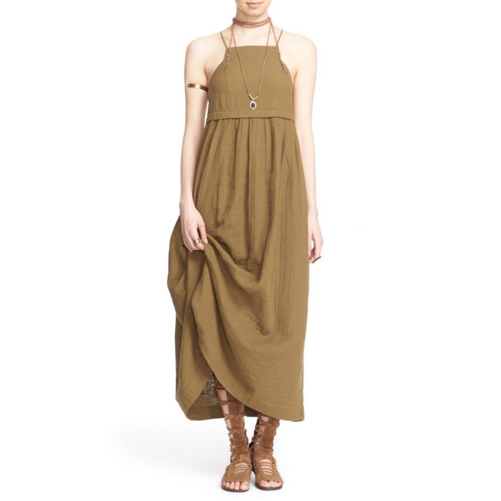 ✨NWOT Free People Green Ojai Cotton Midi Dress✨